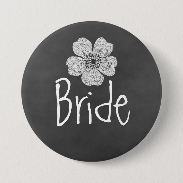 Bride Wild White Roses Chalkboard 7.5 Cm Round Badge (Front)
