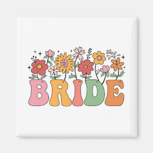 Bride Wildflower Floral Bridal Party Wedding Bache Magnet