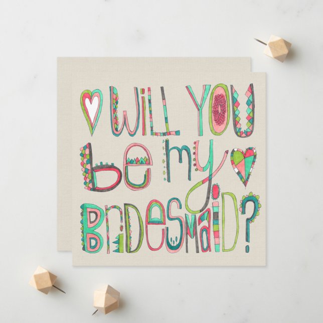 Bride Will You Be My Bridesmaid Typography Announcement (Front/Back In Situ)