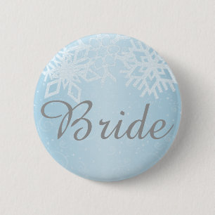 Bride Winter Snowflakes 6 Cm Round Badge