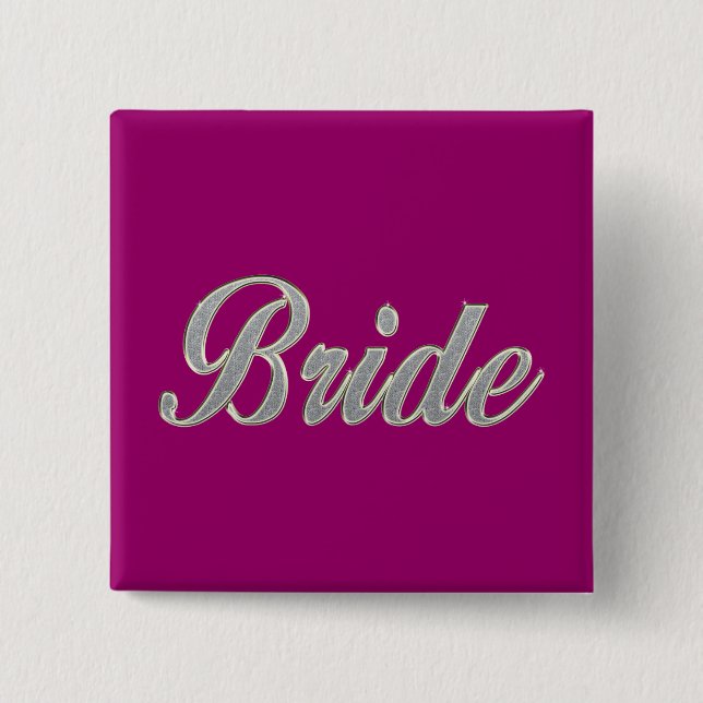 Bride with bling 15 cm square badge (Front)