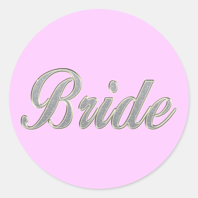 Bride with bling classic round sticker (Front)