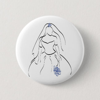 Bride With Blue Flowers 6 Cm Round Badge