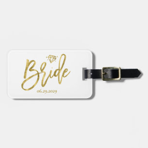 Bride With Diamond White Luggage Tag