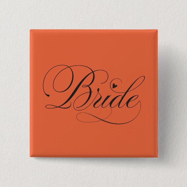 Bride with heart 15 cm square badge (Front)