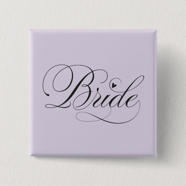 Bride with heart 15 cm square badge (Front)