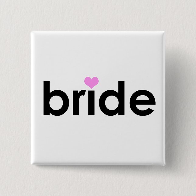 Bride with Heart 15 Cm Square Badge (Front)