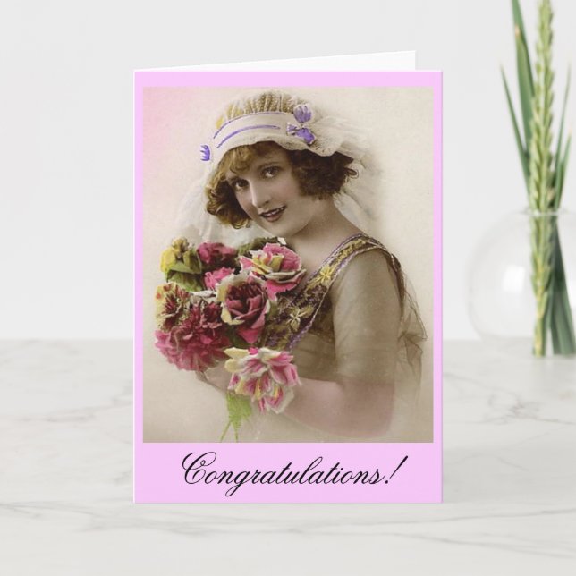 Bride with Rose bouquet Card (Front)