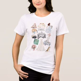 BRIDE with Soft Watercolor Wedding Images Tiara Tri-Blend Shirt