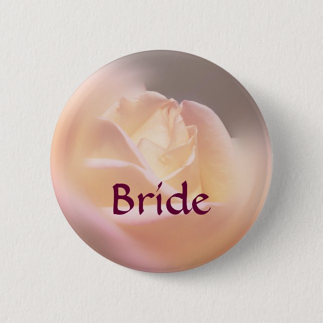 Bride Yellow Rose Flower Button (Front)
