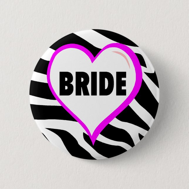 Bride (Zebra Stripes) 6 Cm Round Badge (Front)
