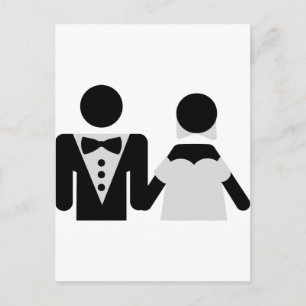 bridegroom and bride marriage icon postcard