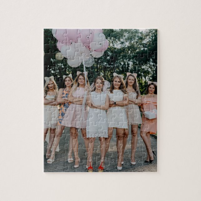 Bride's Besties Wedding Bridesmaids DIY Add Photo Jigsaw Puzzle (Vertical)
