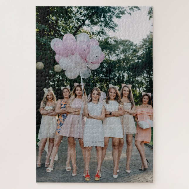 Bride's Besties Wedding Bridesmaids DIY Add Photo Jigsaw Puzzle (Vertical)