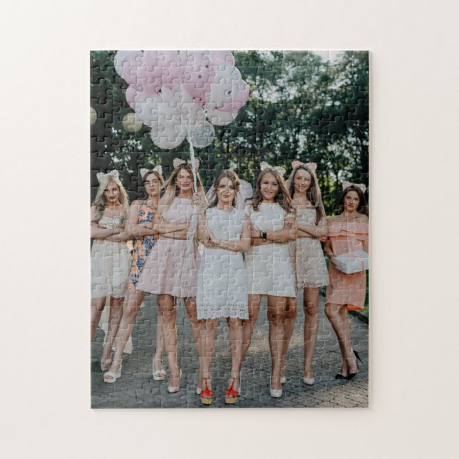 Bride's Besties Wedding Bridesmaids DIY Add Photo Jigsaw Puzzle (Vertical)