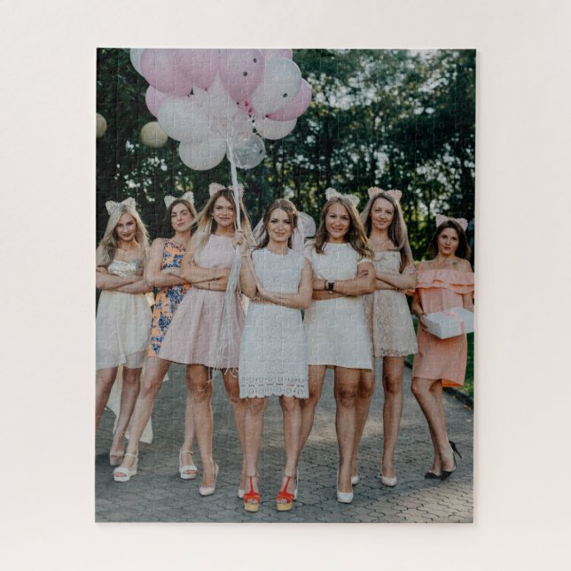Bride's Besties Wedding Bridesmaids DIY Add Photo Jigsaw Puzzle (Vertical)