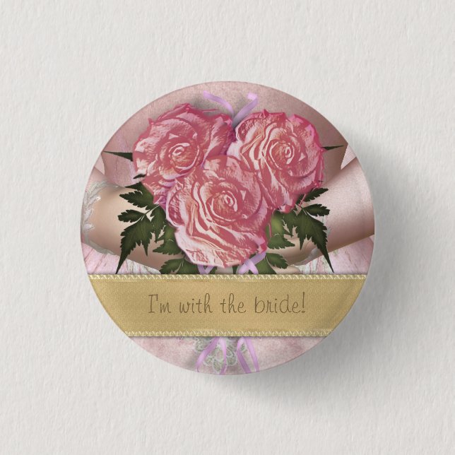 Brides Bouquet (pink) Custom Wedding 3 Cm Round Badge (Front)