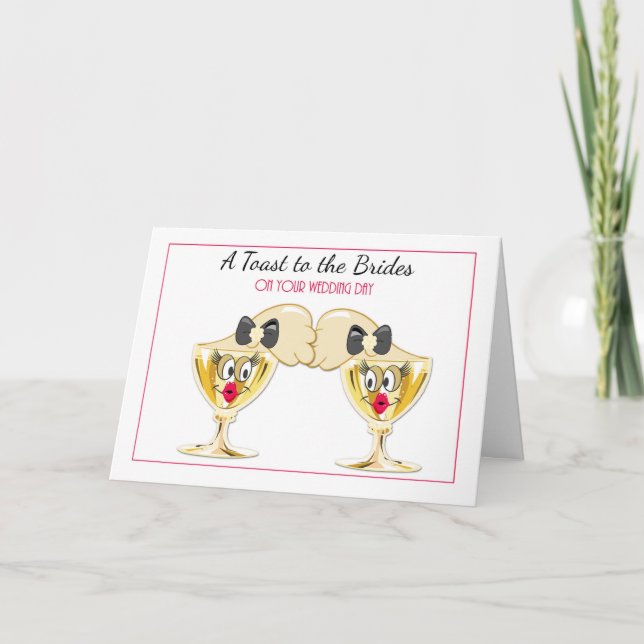 Brides Champagne Toast, Lesbian Wedding Congrats Card (Front)