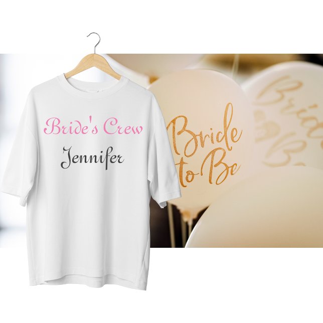 Bride's Crew Customisable Name T-Shirt (Personalized Bridal Party T-Shirts)