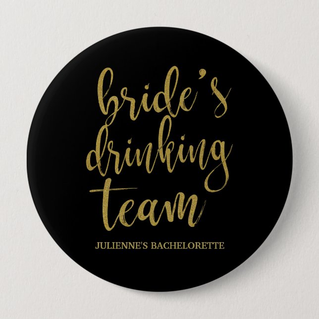 Bride's Drinking Team Cute Calligraphy Bridesmaid 10 Cm Round Badge (Front)