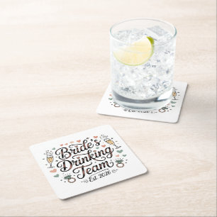 Brides Drinking Team Square Paper Coaster