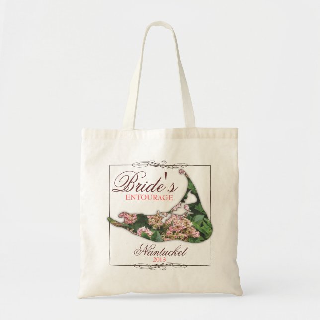 Bride's Entourage Floral Nantucket Wedding Tote Bag (Front)