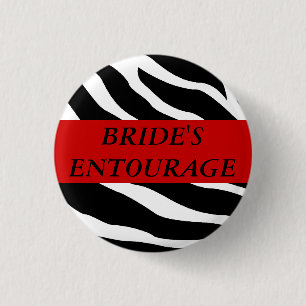 Brides Entourage Zebra Wedding Button