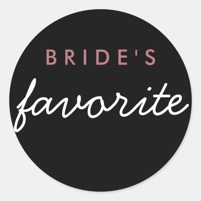 Bride's Favourite Sticker Wedding Rose Gold Black (Front)