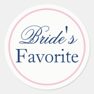 "Bride's Favourite" Wedding Sticker Blush Pink/Nav