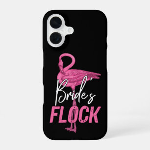 Bride's Flock, Flamingo Bridesmaid Bridal Party iPhone 16 Case