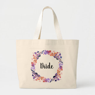 Brides Floral Wreath  Large Tote Bag