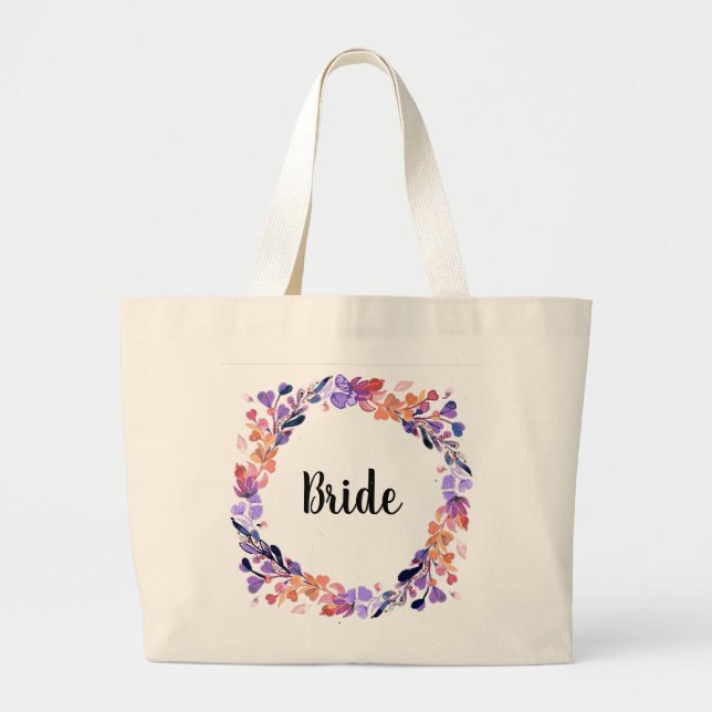 Brides Floral Wreath  Large Tote Bag (Front)