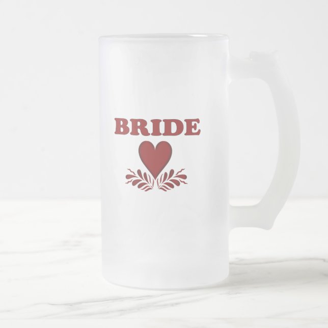 Bride's Heart Frosted Glass Beer Mug (Right)