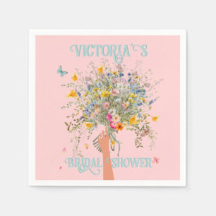 Bride's Huge Wildflower Bouquet Bridal Shower Napkin