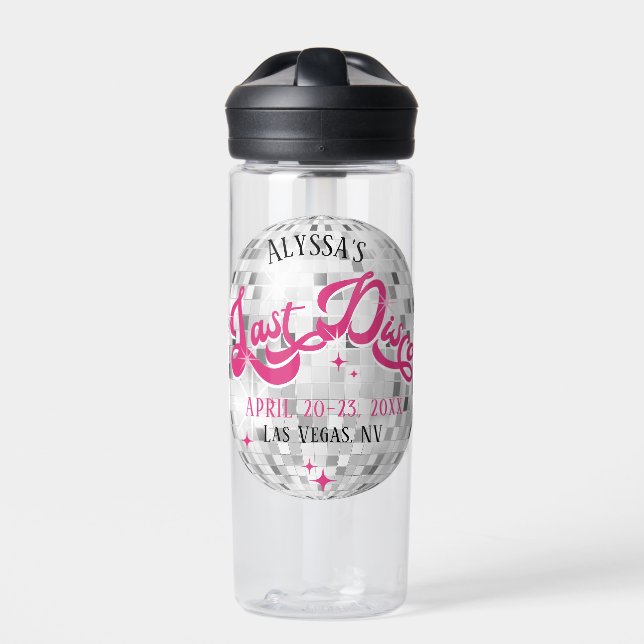 Bride's Last Disco Bachelorette Party Favour Gift Water Bottle (Front)