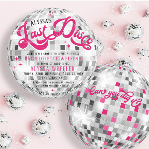Bride's Last Disco Ball Round Bachelorette Weekend Invitation