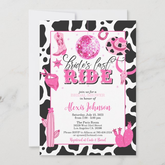 Bride's Last Ride Bachelorette/Bridal Shower Invitation (Front)
