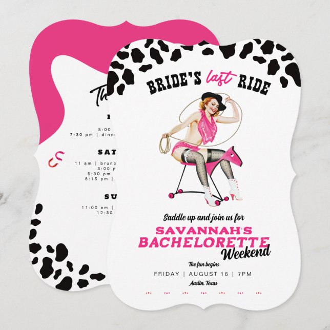Bride's Last Ride Bachelorette Weekend Party Invitation (Front/Back)