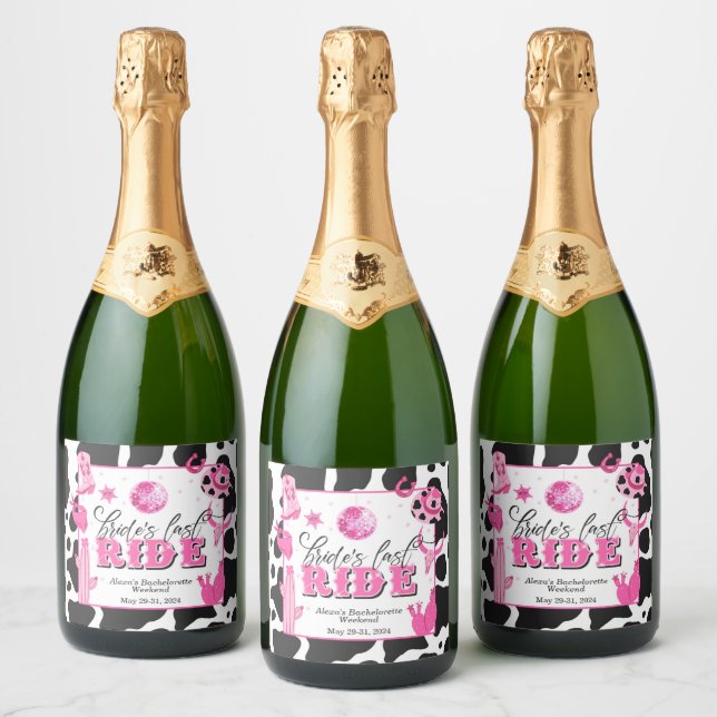 Bride's Last Ride Sparkling Wine Bottle Label - Cu (Bottles)