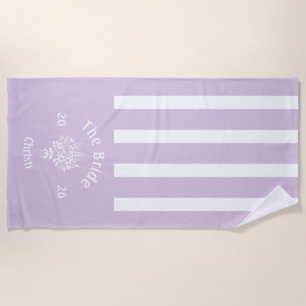 BRIDE'S Lilac Purple Striped Beach Towel