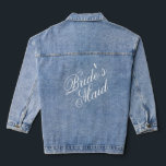 Bride's Maid Denim Jacket<br><div class="desc">Bride's Maid
Women's Denim Jacket (Jean Jacket)
This custom women's denim jacket is your personal fashion statement! Personalise it with your favourite image or design,  and flaunt your unique style everywhere you go. Showcase your individuality,  with this cotton-blend jean jacket.</div>