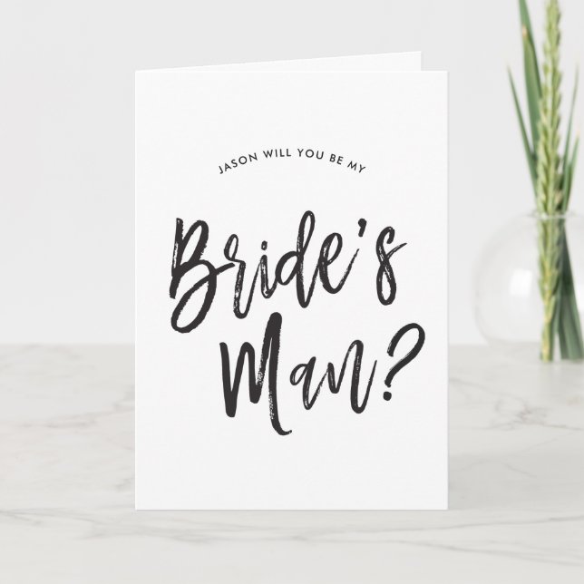 Bride's Man Request | Black Script Customisable Card (Front)