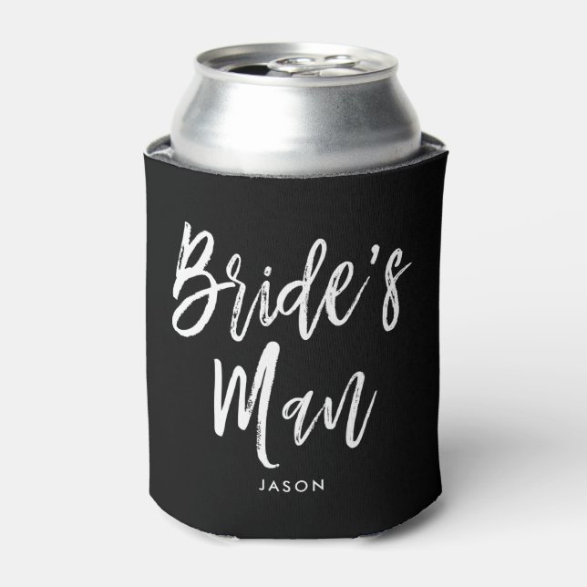 Bride's Man Script Customisable Can Cooler (Can Front)