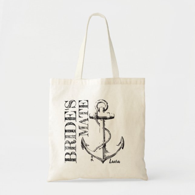 Bride's Mate Sketch Anchor Monogram | Tote Bag (Front)