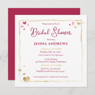 Bride's Name, Elegant Gold and Red Invitation