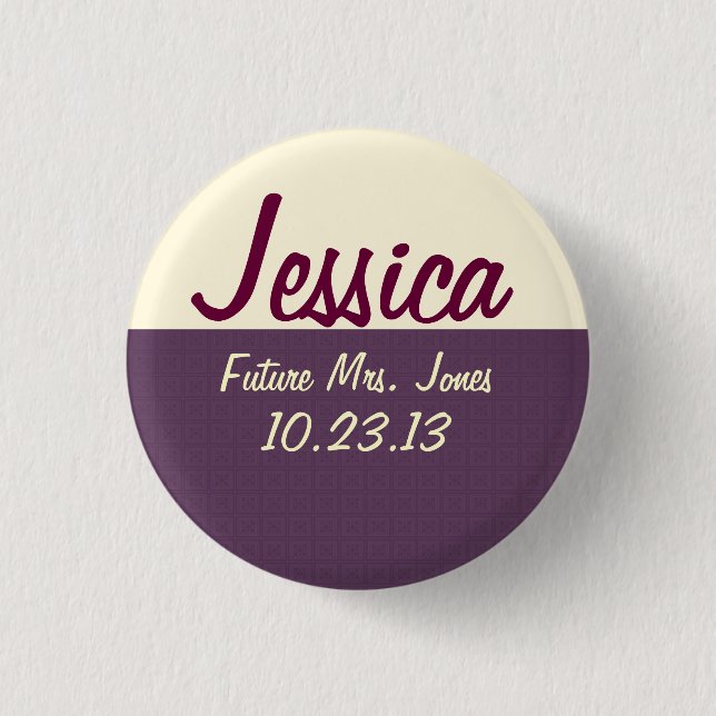 Bride's Name Tag 3 Cm Round Badge (Front)