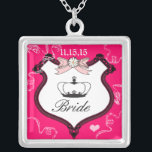 Bride's Necklace<br><div class="desc">Wedding Keepsake Wedding Party Necklaces - to change background colour - click customise - click edit - choose last tool in drop down menu and choose from one of the colours shown or enter your rgb hex code for your custom wedding colour- to change font colour select the text you...</div>