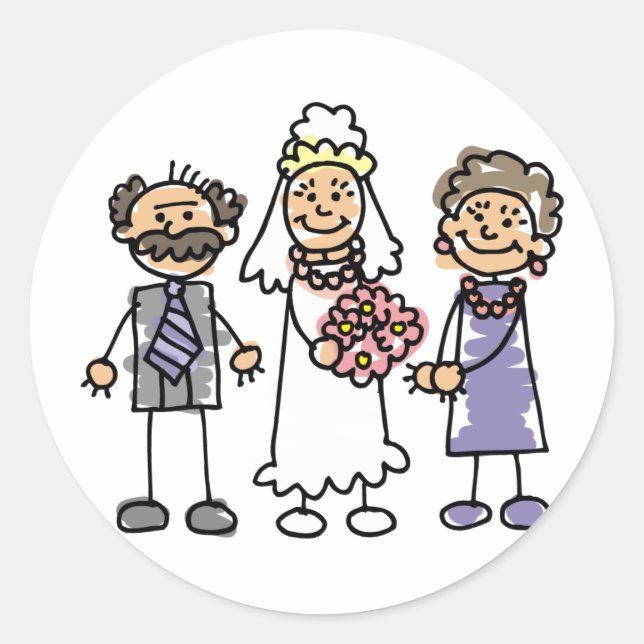 Brides Parents Wedding Day Before Ceremony Classic Round Sticker (Front)