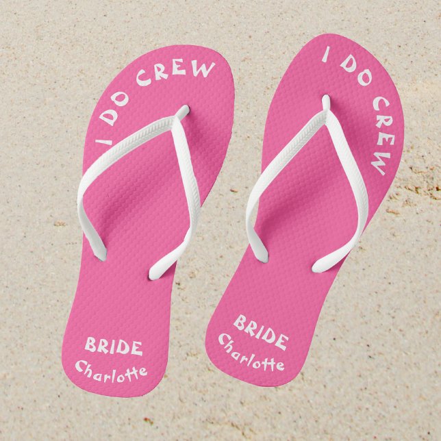 Brides Personalised Pink And White Flip Flops (Sand)