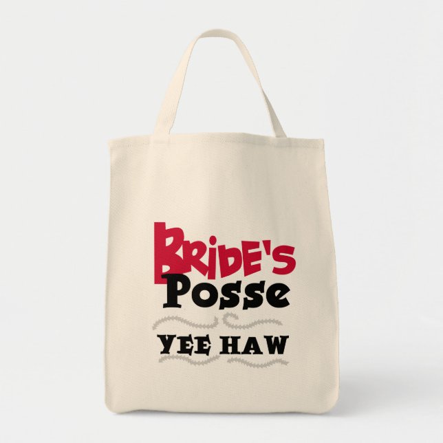 Bride's Posse Bachelorette Party Tshirts Tote Bag (Front)